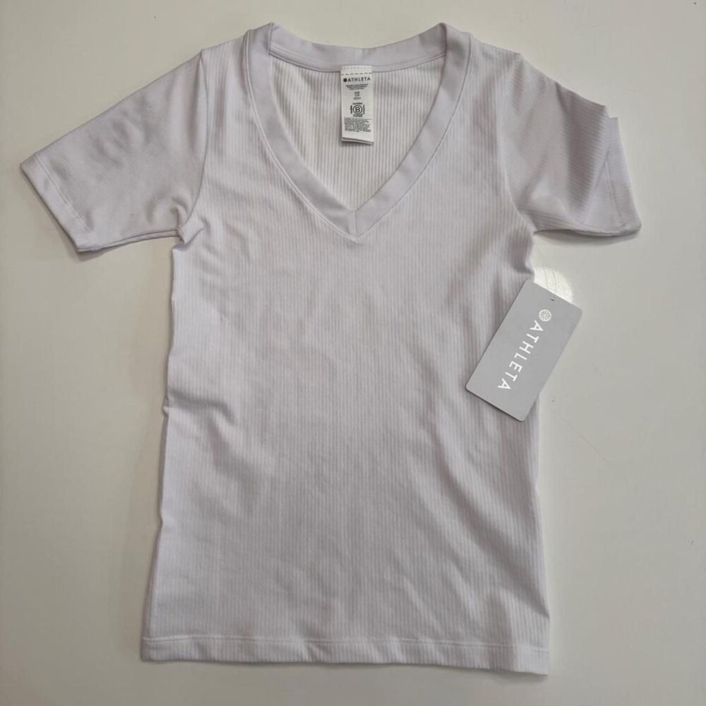 Athleta Renew Seamless V-Neck Tee White Women’s XXS NWT